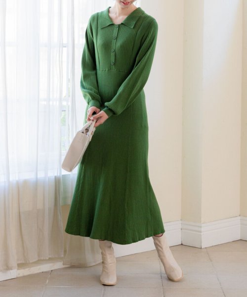 衿付きフレアニットワンピース アルシーヴ Archives Magaseek