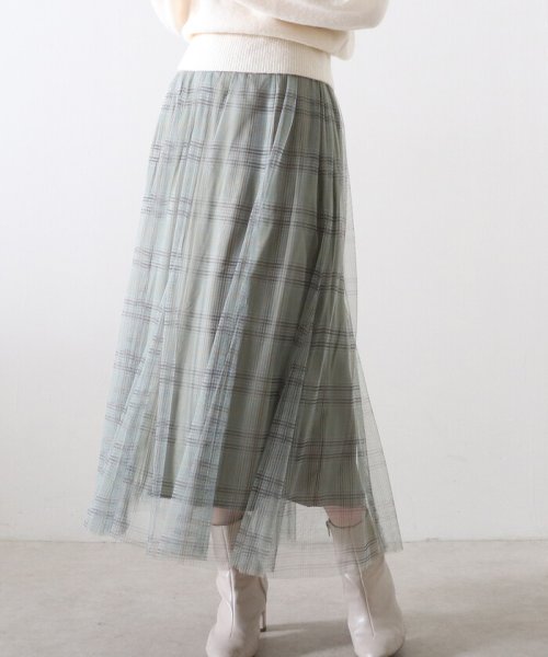 セール チーク Cheek チェック柄チュールスカート Magaseek