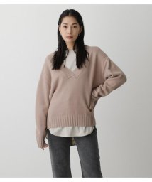 AZUL by moussy(アズールバイマウジー)/DEEP V／N KNIT TOPS/L/BEG1