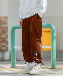 HOOK(HOOK（フック）)/HOOK サイドポケット ワッペンプリント・裾紐付きパンツ/オレンジ