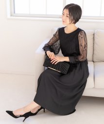 PREFERIR(プレフェリール)/フラワーチュールレース切り替えドレス/ブラック