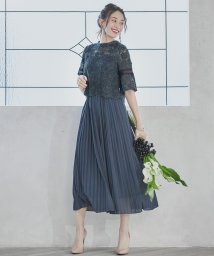 DRESS+(ドレス プラス)/ワンピース ドレス レース プリーツ パーティードレス 結婚式/グレー