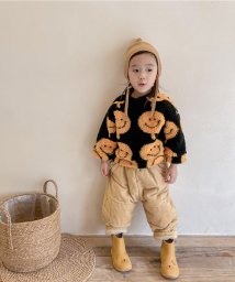 aimoha(aimoha（アイモハ）)/【aimoha－KIDS－】韓国子供服 スマイル柄暖かいボアスウェット/ブラック