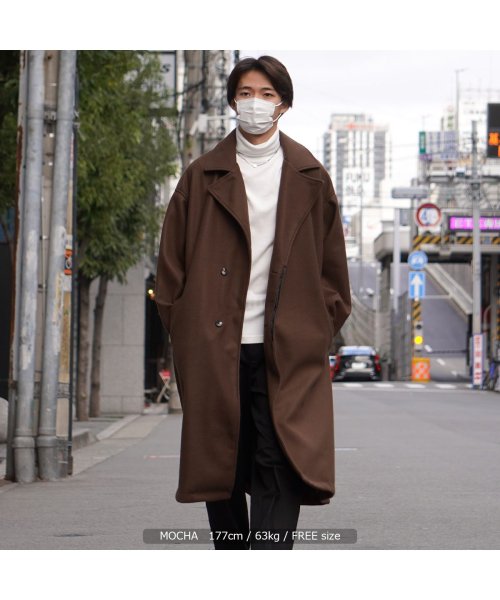 セール ワンフォークロージング 1111clothing チェスターコート メンズ コート レディース ビッグシルエット ストレッチ メルトン オーバーチェスターコート オーバーサイズ アウター 暖かい ウールライク Magaseek