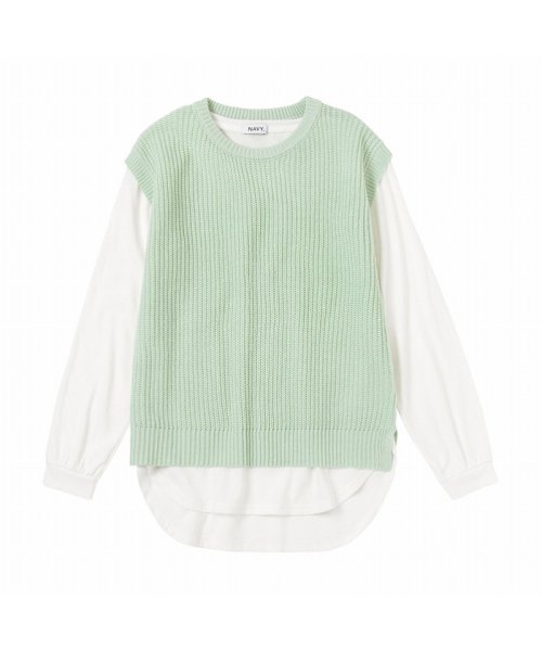 MAC HOUSE(kid's)(マックハウス（キッズ）)/NAVY ネイビー ニットベストアンサンブル MH625－801/ミント