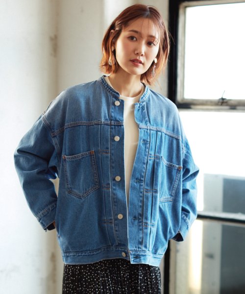 セール Story4月号掲載 洗える スタンドカラーデニムジャケット ドレステリア Dressterior Magaseek