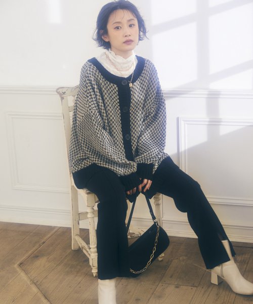 Web限定 高橋愛コラボ リンクス柄前後2wayニットカーディガン セットアップ対応 ビザビ Vis A Vis Magaseek