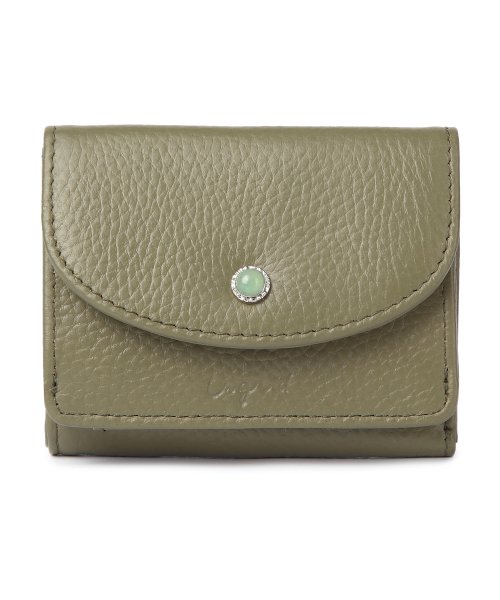UNGRID bag(アングリッド　バッグ)/牛革天然石ブローチ　フラップ三つ折り財布/KHA