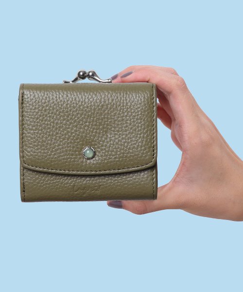 UNGRID bag(アングリッド　バッグ)/牛革天然石ブローチ　がま口ミニ財布/KHA