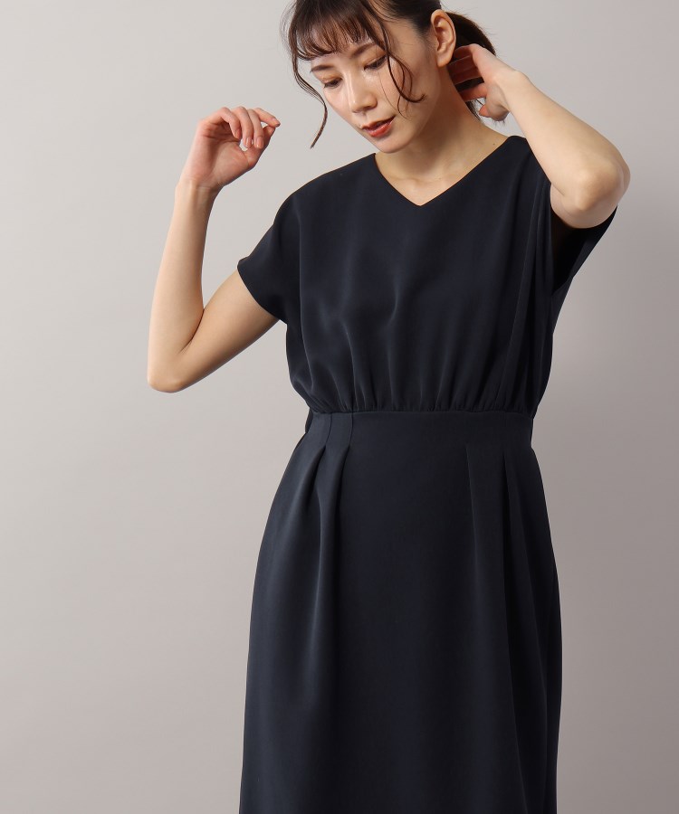 ストレッチ素材 すっきりキレイ見えウエストタックワンピース スープ Soup Magaseek