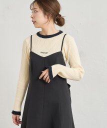 NICE CLAUP OUTLET(ナイスクラップ　アウトレット)/【natural couture】刺繍ロゴ入りリブニット/アイボリー
