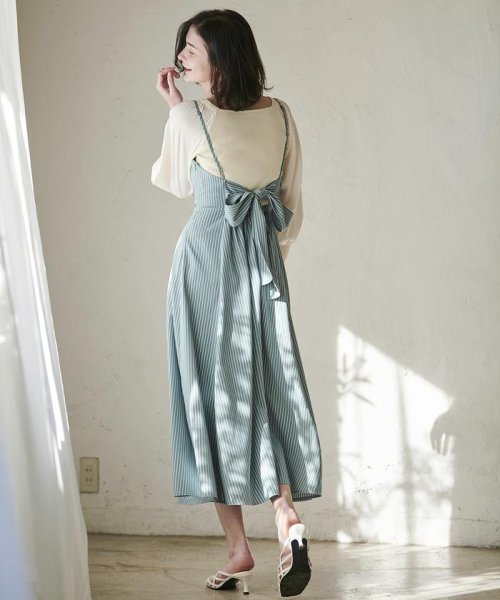 22 Spring バックリボンストライプワンピース アンドクチュール And Couture Magaseek