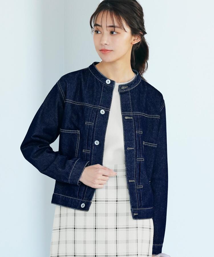 セール S 3l ノーカラーデニムジャケット グローブ Grove Magaseek