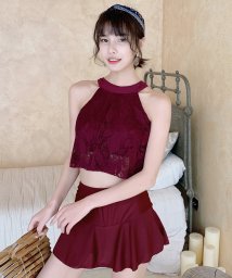 TeddyShop(テディショップ)/水着 レディース ハイネックレースビキニ 2点セット/ワイン