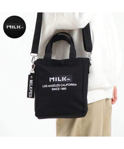 MILK FED(ミルクフェド)/ミルクフェド 2WAYトート MILKFED. BAR AND UNDERLOGO SQUARE SHOULDER BAG 103213053031/ブラック