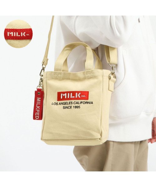 MILK FED(ミルクフェド)/ミルクフェド 2WAYトート MILKFED. BAR AND UNDERLOGO SQUARE SHOULDER BAG 103213053031/ホワイト系1