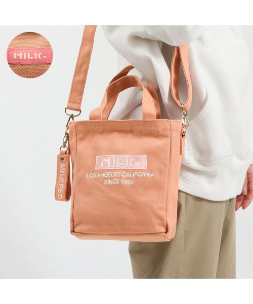 MILK FED(ミルクフェド)/ミルクフェド 2WAYトート MILKFED. BAR AND UNDERLOGO SQUARE SHOULDER BAG 103213053031/ライトピンク