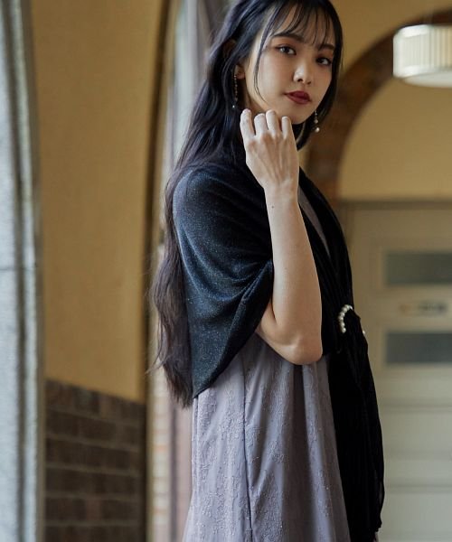 結婚式 パールホック付 ラメ ストール ショール フリンジ シフォン パーティストール 二次会 パーティー 大判 フォーマル レディース 上品 2次会 お呼ばれ ニアナ Niana Magaseek
