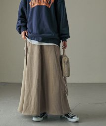 Fashion Letter(ファッションレター)/〔M－5L〕 あったか裏起毛の着心地の虜になる 裏起毛 スカート レディース ロング スウェット 暖かい あったか 防寒 秋冬 ボトムス 大きいサイズ マキシ丈/カーキ