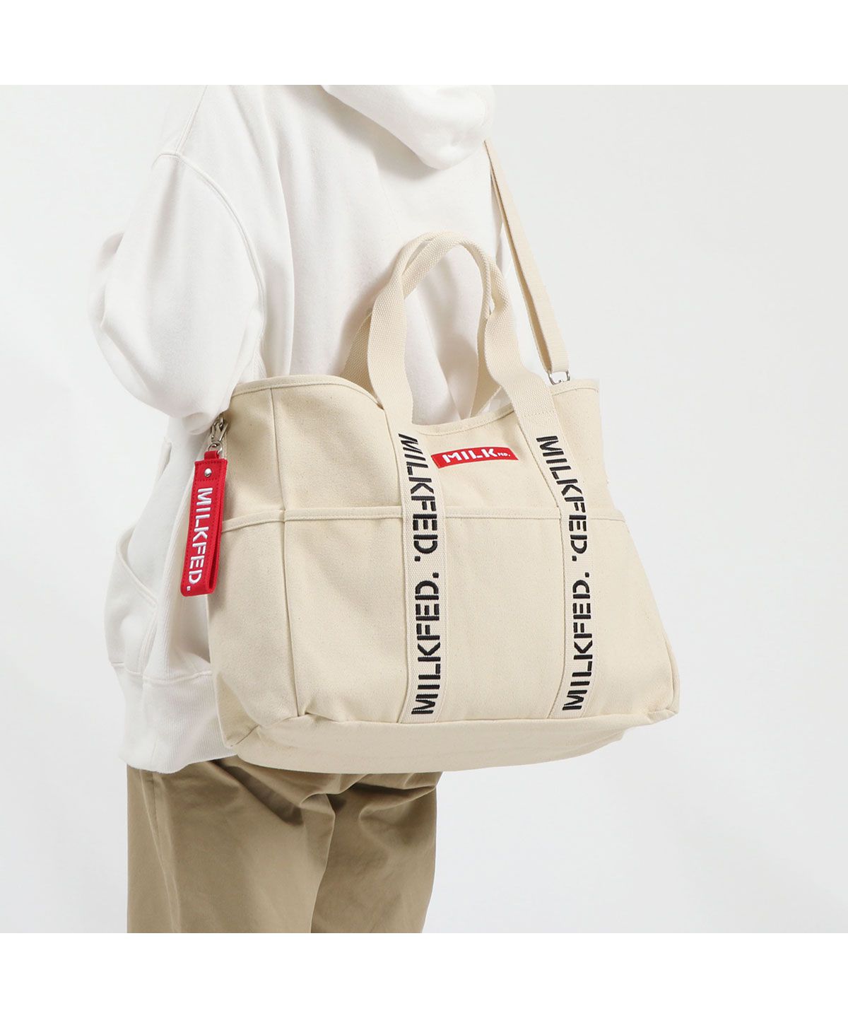 ミルクフェド ショルダーバッグ MILKFED. TAPE LOGO 2WAYBAG トート