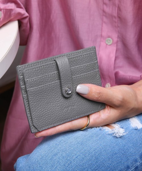 UNGRID bag(アングリッド　バッグ)/牛革天然石ブローチ　カード財布/GRY