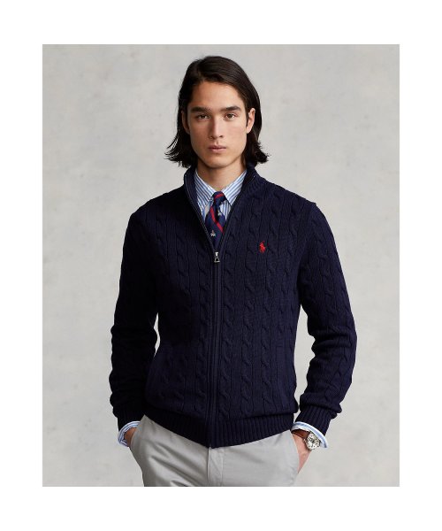 ケーブルニット コットン フルジップ セーター Hankyu Men S 阪急メンズ