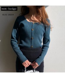 non-hedge(ノンヘッジ)/ボタンスクエアリブニットトップス/グリーン