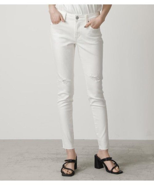 AZUL by moussy(アズールバイマウジー)/CRASH DENIM SKINNY ２/WHT