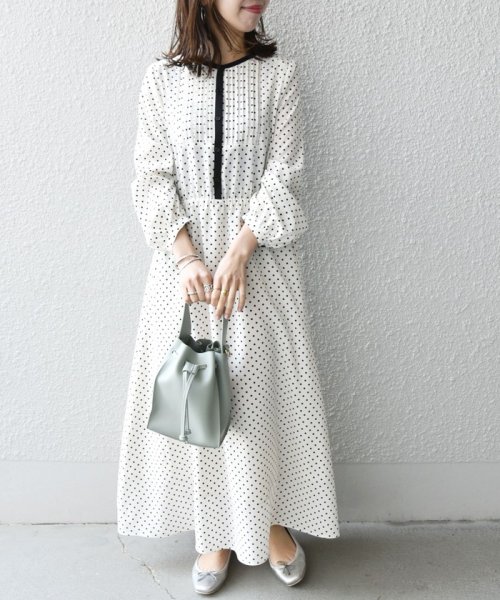 シップス エニィ ウィメンズ Ships Any Womens Ships Any ウォッシャブル ドット バンドカラー ロング ワンピース Magaseek