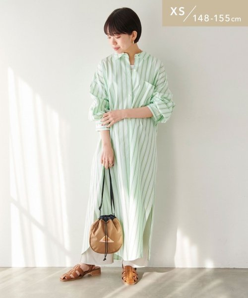 Web限定 Xs H148 155cm タック スリーブ シャツ ワンピース ストライプ グリーンレーベルリラクシング Green Label Relaxing Magaseek