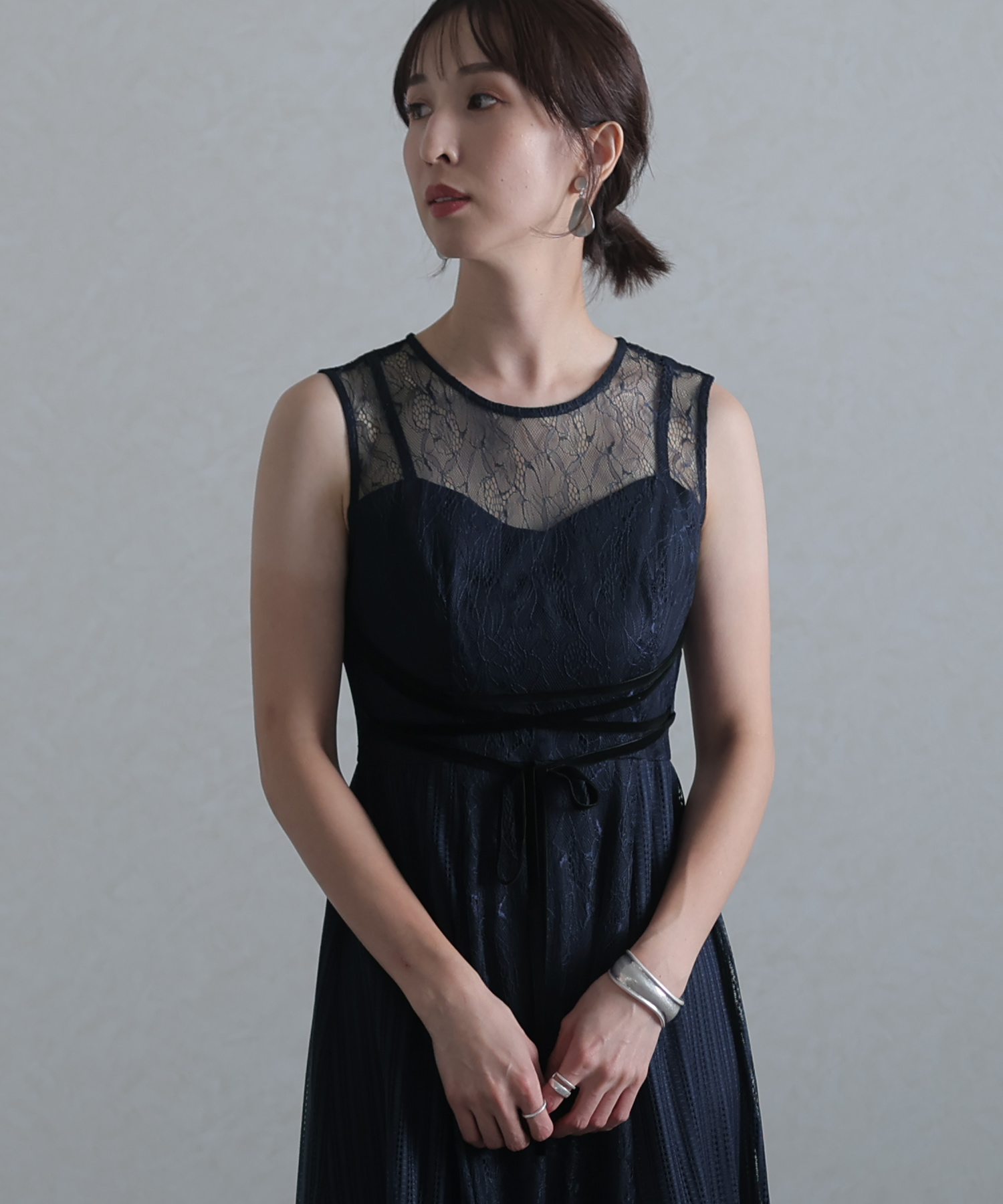 編み上げストライプレースワンピース プールヴー Pourvous Magaseek