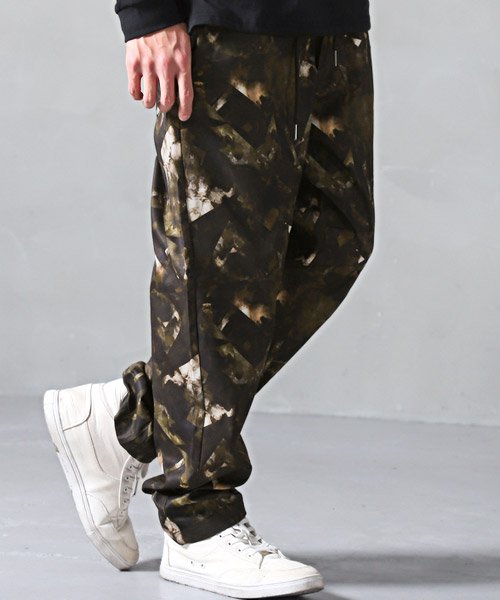 セール 総柄ナチュラルストレッチイージーパンツ ワイドパンツ メンズ シェフパンツ ペイズリー 総柄 ストレッチ ラグスタイル Luxstyle Magaseek