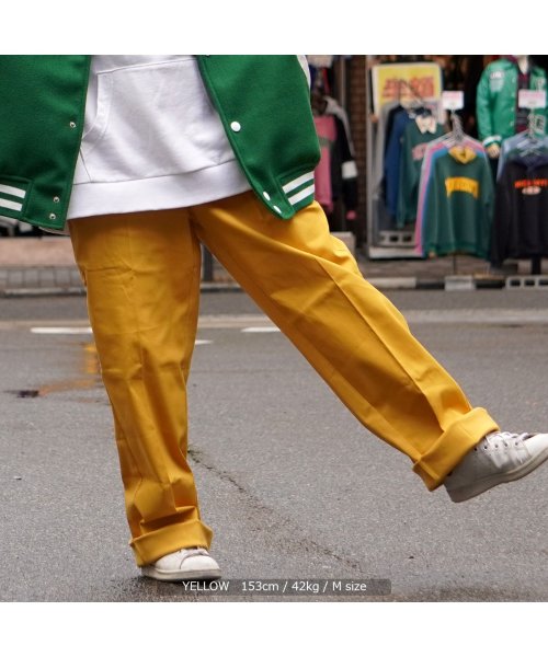 セール ワイドパンツ メンズ パンツ レディース カラーパンツ ストレッチツイル カラーワイドパンツ チノパン ストレッチ チノパンツ ストレートパンツ 太い ボトムス ワンフォークロージング 1111clothing Magaseek