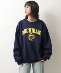 ZIP FIVE(ジップファイブ)/MICHIGAN/カレッジロゴビックシルエットクルースウェット/ネイビー