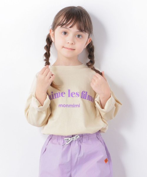 SHIPS any WOMEN(シップス　エニィ　ウィメン)/【SHIPS any別注】MONMIMI: ロゴプリント ロングスリーブ Tシャツ 長袖<KIDS>◇/ベージュ