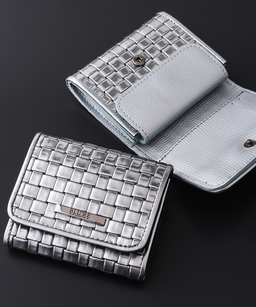BLU'RE ブルーレ 財布 メンズ 二つ折り 本革 イタリアンレザー メタラックスメッシュ コンパクト 二つ折り財布 日本製 BLU－7002