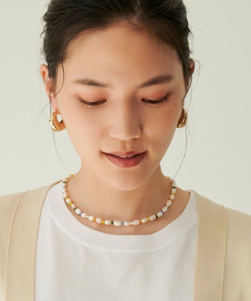 矢野未希子さん着用 淡水 バロックパール ビーズ ショートネックレス グリーンレーベルリラクシング Green Label Relaxing Magaseek