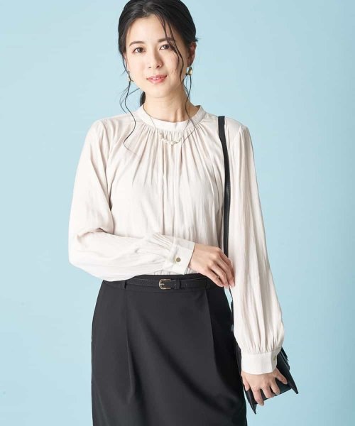 洗濯機で洗える プチスタンドネックブラウス オフオン Ofuon Magaseek