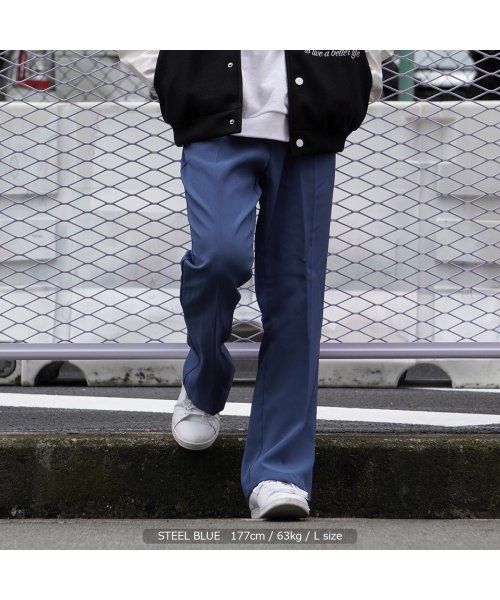 セール パンツ メンズ フレアパンツ レディース ボトムス ストレッチ カラーフレアパンツ フレア ボトム ストレッチパンツ ロングパンツ 足長 美シルエット 緑 黒 ワンフォークロージング 1111clothing Magaseek