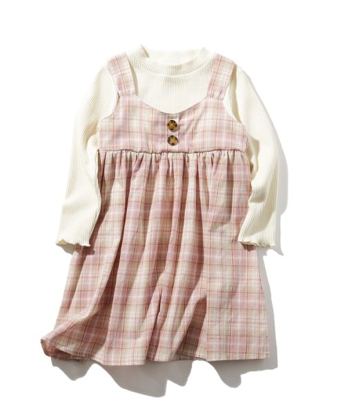 セール 100 140cm チェック柄レイヤードドッキングワンピース シューラルーキッズ Shoo La Rue Kids Magaseek