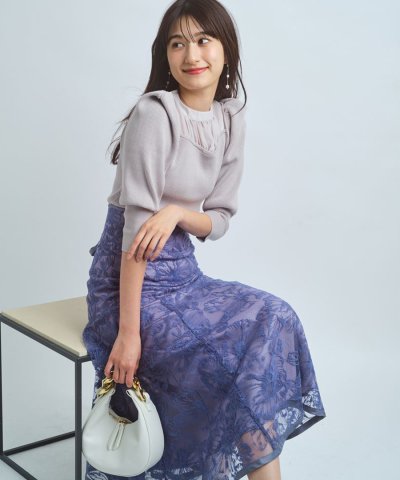 Rirandture／線タッチ刺繍レーススカート／504489008