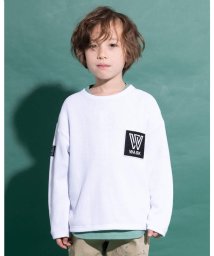 WASK(ワスク)/W ワッペン 長袖 + ロゴ 半袖 Tシャツ セット (100~160cm)/ホワイト