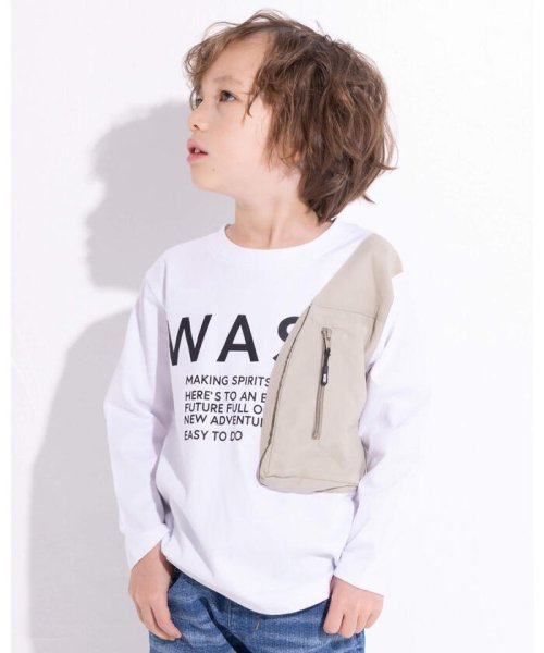 WASK(ワスク)/片 ポケット ワイド ロング Tシャツ (100~160cm)/ホワイト