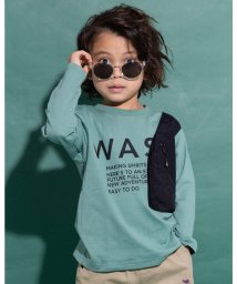 WASK(ワスク)/片 ポケット ワイド ロング Tシャツ (100~160cm)/グリーン