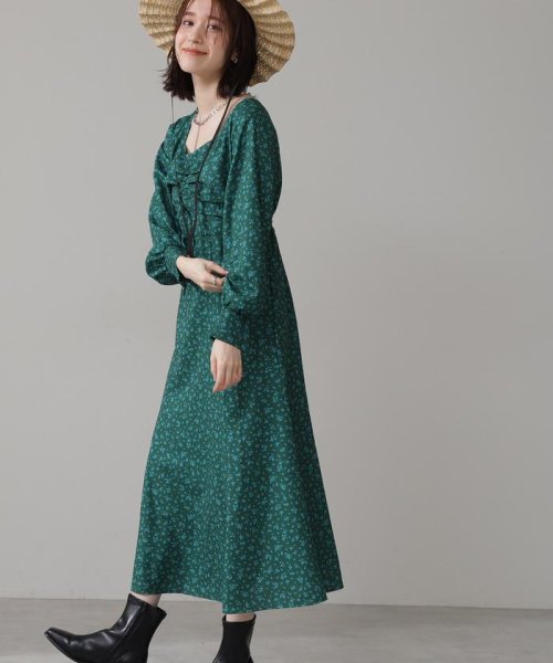 スクエアネック小花マキシワンピース エヌナチュラルビューティベーシック N Natural Beauty Basic Magaseek