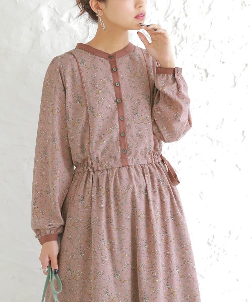 ワンサイドリボン小花柄ワンピース オシャレウォーカー Osharewalker Magaseek