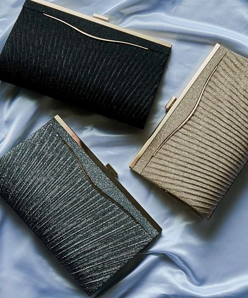 パーティー クラッチ パーティーバッグ がま口 ガマ口 ラメ プリーツ ギャザー ゴールド シルバー スクエア 黒 長財布 ハンドバッグ ミニバッグ 2way ニアナ Niana Magaseek