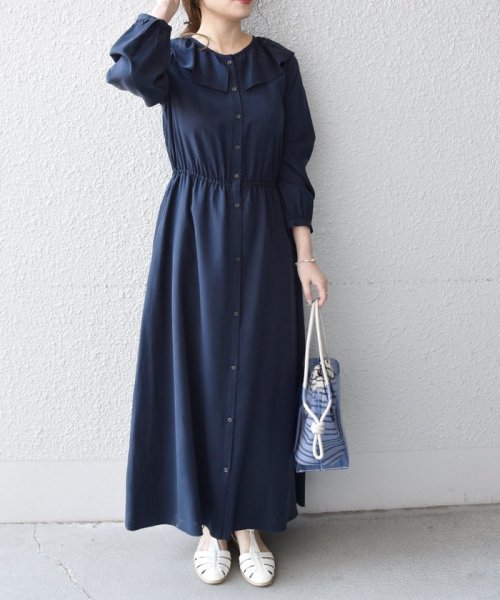 セール Ships Any ウォッシャブル ラッフル カラー ロング シャツワンピース シップス エニィ ウィメンズ Ships Any Womens Magaseek