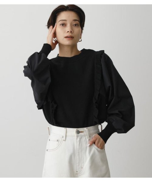 AZUL by moussy(アズールバイマウジー)/FRILL KNIT PULLOVER ２/BLK