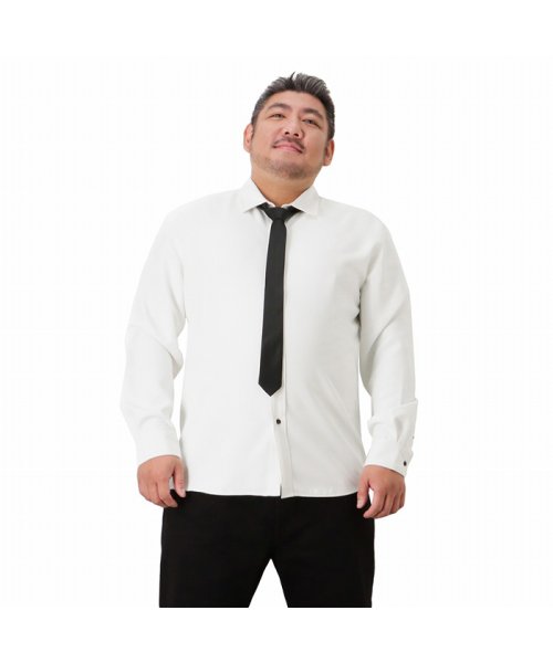 MAC HOUSE(men)(マックハウス（メンズ）)/[大きいサイズ] MOSSIMO モッシモ ネクタイ付きシャツ キングサイズ 2170－2400KG/ホワイト